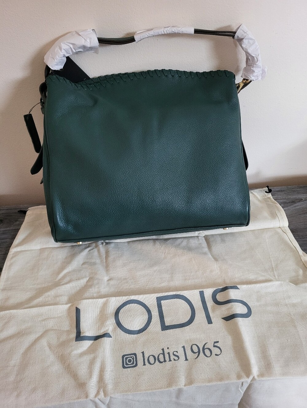 Lodis Evelyn Leather Shoulder Bag Evergreen New